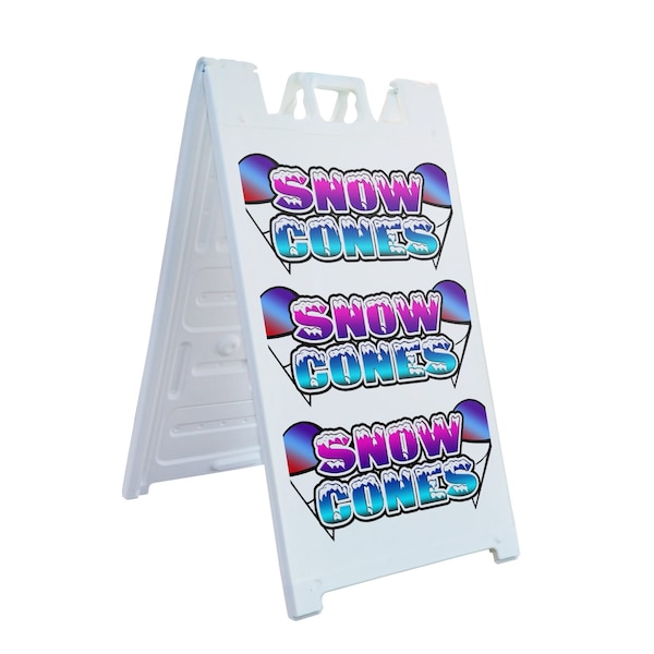 Signmission Snow Cones, A-Frame & 2 Decals Installed, Heavy-Duty Plastic Frame SBHD-D-2436-Snow Cones - main
