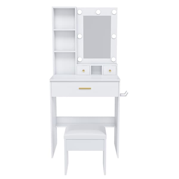 Homeroots 24" White Wood Lighted Mirrored Dresser 691707 - main
