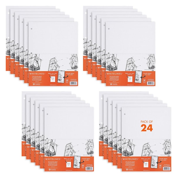 Whitelines Case of Whitelines Engineering Graph Ruled Pads, Gray Paper, 11" x 8.5" 80 Sheets, 3 Hole Punched, PK24 17030CS - main