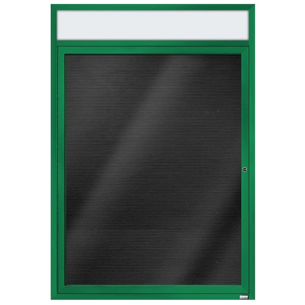Aarco Enclosed Letter Board Directory w/ Powder Coated Green Aluminum Frame and Header, 48''Hx36''W, 1 Door ADC4836HG - main