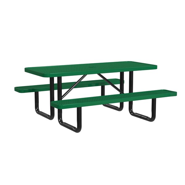 Leisure Craft Rectangle Picnic Table, Green, Surface Mount, 6 ft L T6XPSM-GREEN - main