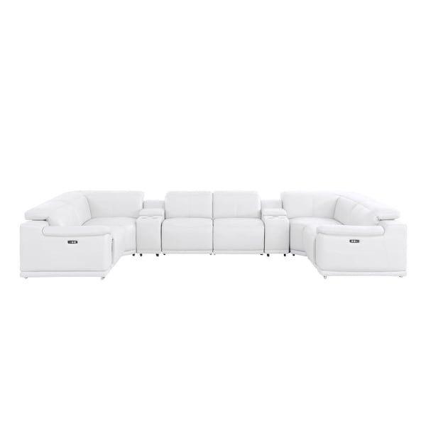 Homeroots White Leather Modular U Shaped Eight Piece Corner Sectional With Console 643911 - main