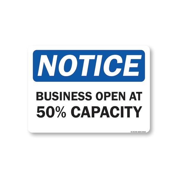 Signmission Public Safety, 18" Height, Peel And Stick Wall Graphic, 24" x 18", Business Open 50% Capacity OS-NS-RD-1824-25462 - main