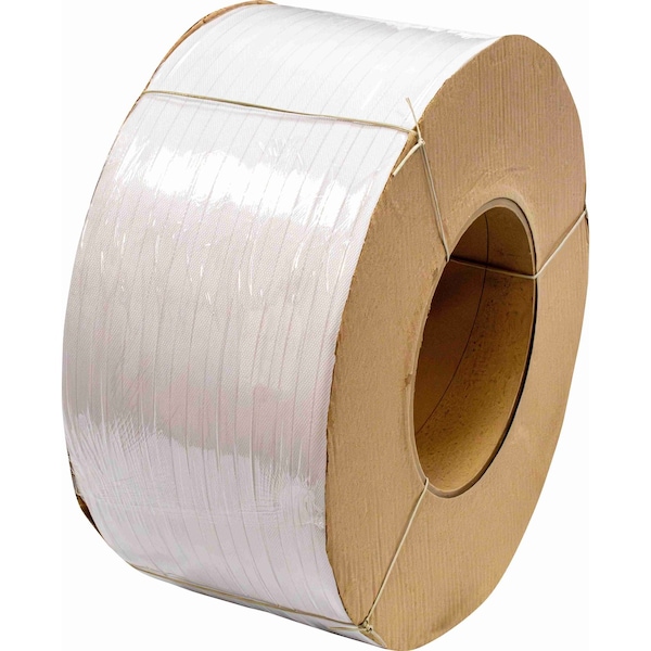 Encore Packaging Polypropylene Strapping Coil - White, 1/2” x .024” x 9,900’ Machine Grade, 8 x 8" Core PPS1202488-9900-WT - main