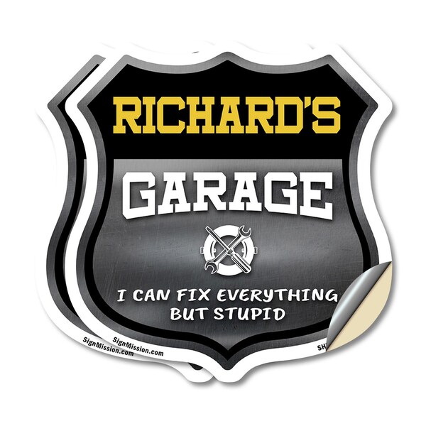 Signmission Richard's Garage I Can Fix Everything But Stupid, 12 inch X 12 inch, Vinyl Decal, 2PK SHI-D-2PACK-12-490-RICHARD - main