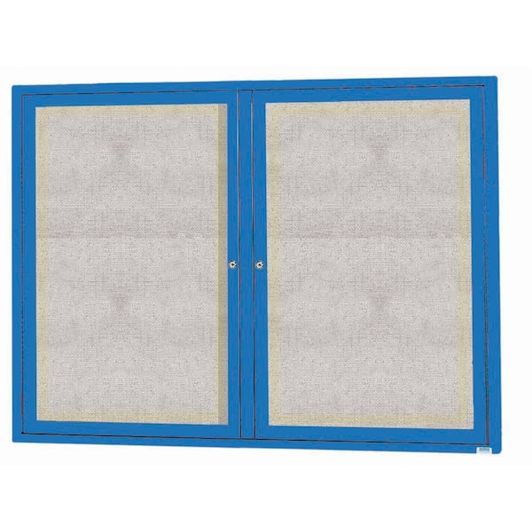 Aarco Outdoor Illuminated Enclosed Bulletin Board w/ Al Frame, Powder Coated Blue, 36''Hx48''W ODCC3648RIB - main