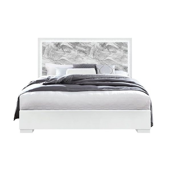 Global Furniture Usa Contemporary Naomi Silver Marble King Bed With Led NAOMI-SILVER MARBLE-KB W/ LED - main