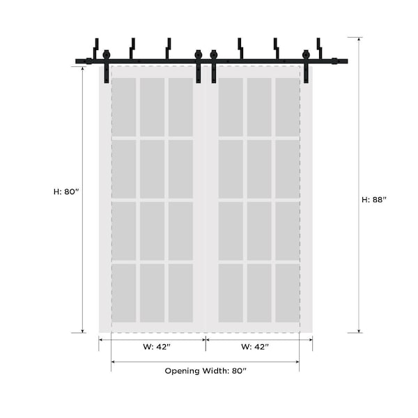 Sartodoors Double Pocket Interior Door, 64" x 84", White QUADRO4055BBB-WS-84 - main