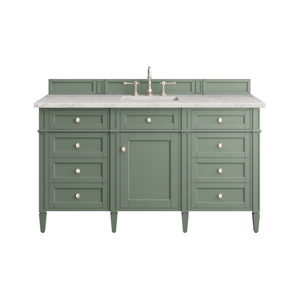 James Martin Vanities Brittany 60'' S Vanity, Smokey Celadon w/ Jasmine Pearl Top w/FreePower Wireless Charger 650-V60S-SC-FEJP - main