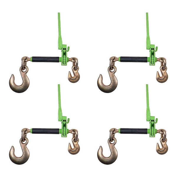 Mytee Products 3/8 in-1/2 inFolding Handle Ratchet Chain Binder w/ 1/2 in Grab & 5/8 in Slip Hook, 4PK CBRS-FH38-58SHx4 - main