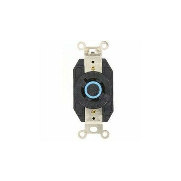 Leviton Flanged Locking Receptacle, L18-20R, 20 A, 120/208V AC, Three Phase, 4 Pole, Flush Mount, Black 2440 - main