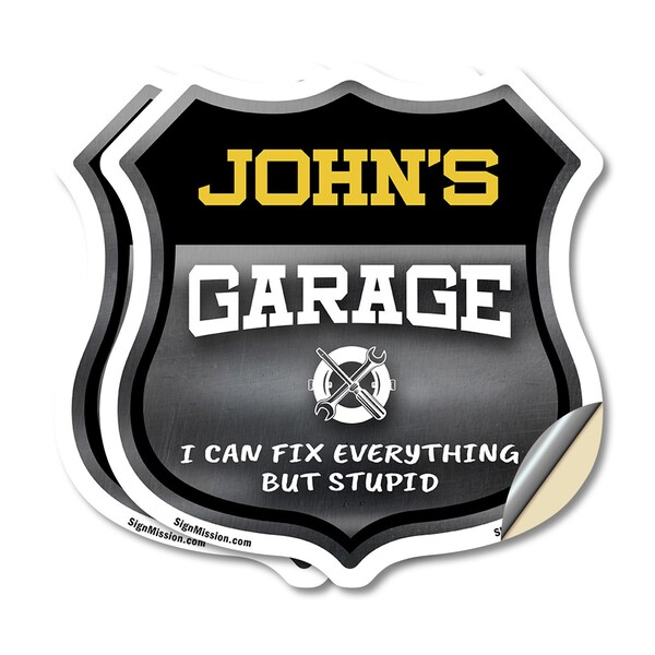 Signmission John's Garage I Can Fix Everything But Stupid, 4 inch X 4 inch, Vinyl Decal, 2PK SHI-D-2PACK-4-490-JOHN - main