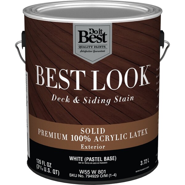 Do It Best Best Look Solid Deck & Siding Exterior Stain Wht Pastel Base 1 Gal. W55W00801-16 - main
