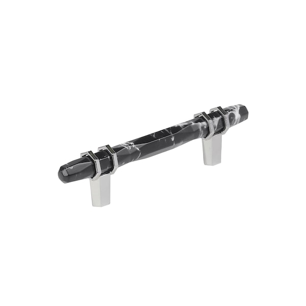 Amerock Carrione 3-3/4 inch 96mm Center-to-Center Marble Black/Polished Chrome Cabinet Pull BP36648MBK26 - main