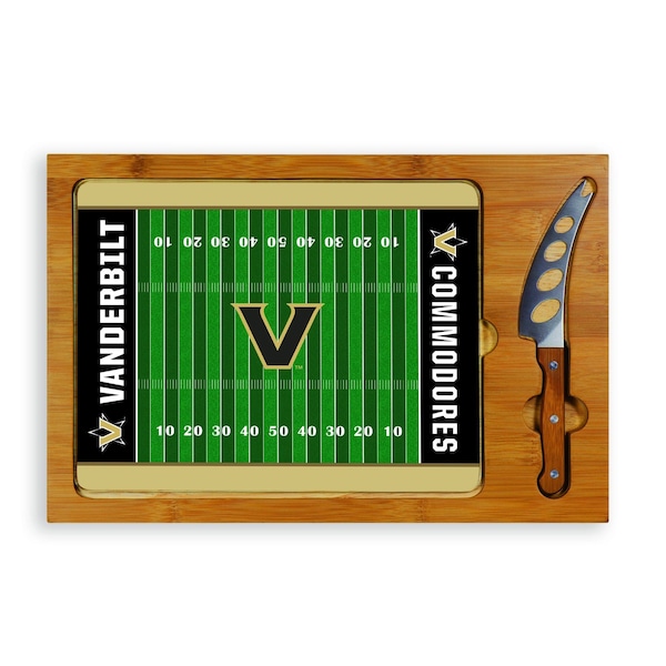 Picnic Time Family Of Brands NCAA Vanderbilt Commodores Football Field Icon Glass Top Cutting Board & Knife Set 910-00-505-584-0 - main