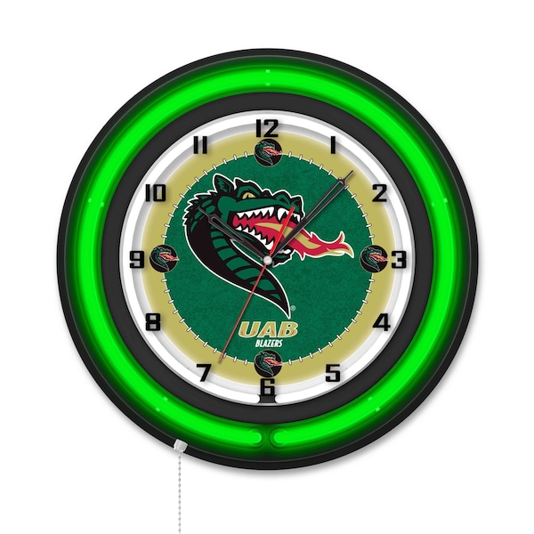 Holland Bar Stool University of Alabama at Birmingham 19 Double Neon Wall Clock Clk19BK - main