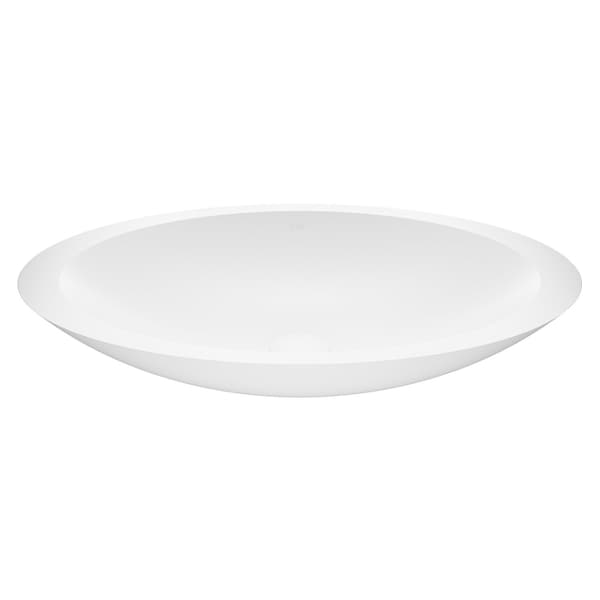 Vigo Wisteria Modern White Matte Stone 23 in. L x 14 in. W x 4 in. H Oval Vessel Bathroom Sink VG04011 - main