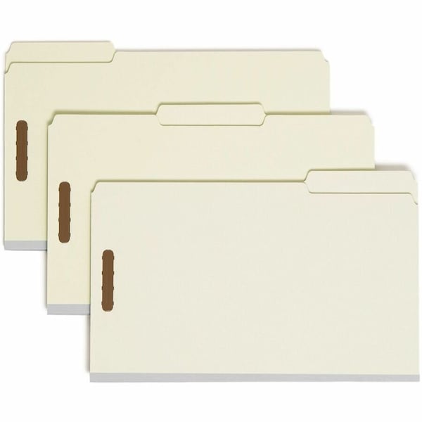 Smead 100% RECYCLED PRESSBOARD FASTENER FOLDERS, LEGAL SIZE, GRAY-GREEN, 25PK 20004 - main