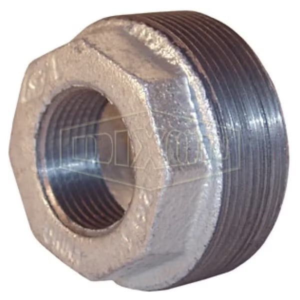 Dixon Reducer Hex Bushing, 3/4 x 1/2 in Nominal, MNPT x FNPT End Style, 150 lb, Iron, Galvanized HB7550G - main