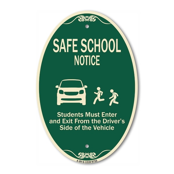 Signmission Safe School Notice Students Must Enter And Ex, 12 Inch X 18 Inch Designer, Heavy Gauge Aluminum A-OV-G-1218-9755 - main