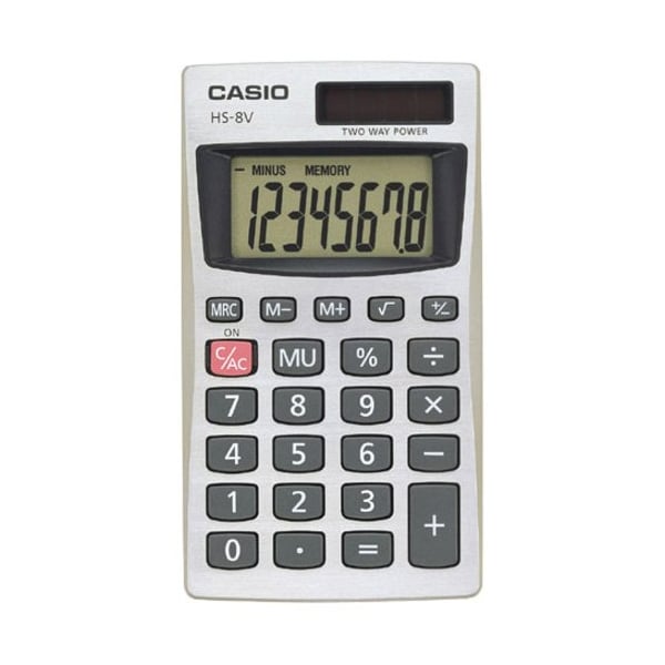 Casio Hs-8va Handheld Calculator, 8-Digit Lcd, Silver HS8VA - main