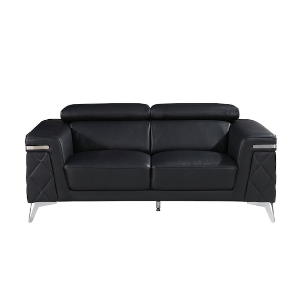 Homeroots 70in White and Silver Italian Leather Loveseat 720577 - main