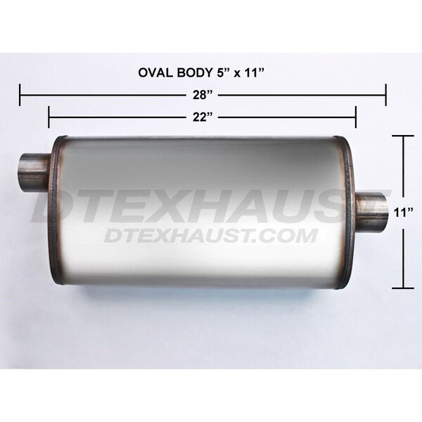 Different Trends 5.00INX11.00INX22.00IN CENTER/OFFSET FLOW II SS MUFFLER 3.00IN ID / 3. 58589 - main