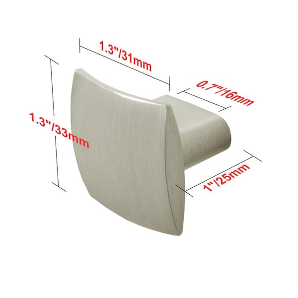 Utopia Alley 1.3 in. Rhonda Contoured Square Cabinet Knob, Brushed Nickel, 10PK HW208PLBN021-10 - main