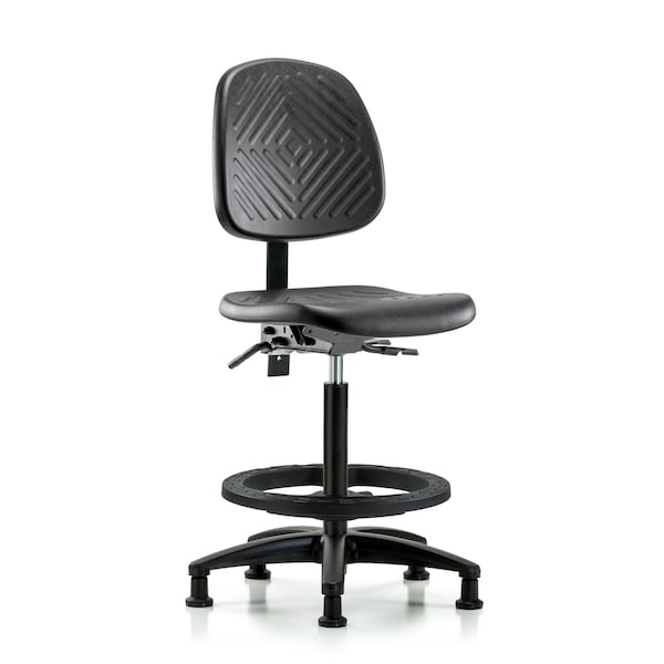 Blue Ridge Ergonomics Bench Chair, Hi, Poly, Med, Bk, BF Glides, No Arms, 24-1/2" to 33-1/2" Height, Blue, Black BR-PHBCH-MB-RG-T0-A0-BF-RG - main