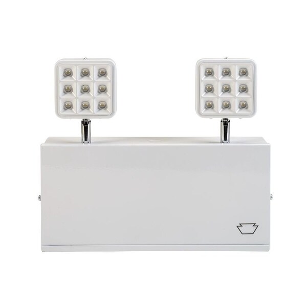 Keystone Emergency Light | Steel | NYC & Chicago Compliant | Style 1 | White Color | 6500K Dual Heads | Surfa KT-EM-STNC1-WHWL-SU-HO - main