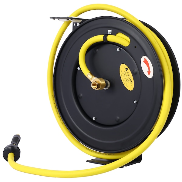 Wrightmaster Retractable Air Hose Reel 1/2in x 50ft Ft, Heavy Duty Steel Construction, Industrial Grade Hose ZR-W46566956 - main