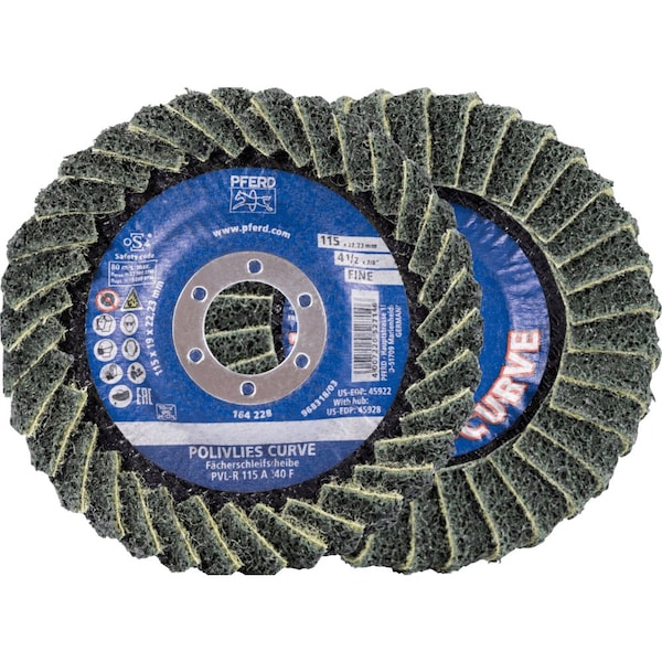 Pferd PFERD Flap Disc, PVL-R, POLIVLIES CURVE, 4-1/2in x 7/8, Fine, Aluminum oxide 45922 - main