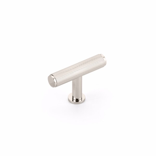 Schaub 2in Center to Center Pub House Knurled T Cabinet Knob Polished Nickel Finish 5001-PN - main
