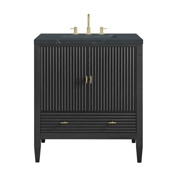 James Martin Vanities Myrrin 30" Single Vanity, Carbon Oak w/ 3 CM Charcoal Soapstone Silestone Top 485-V30-CBO-3CSP - main