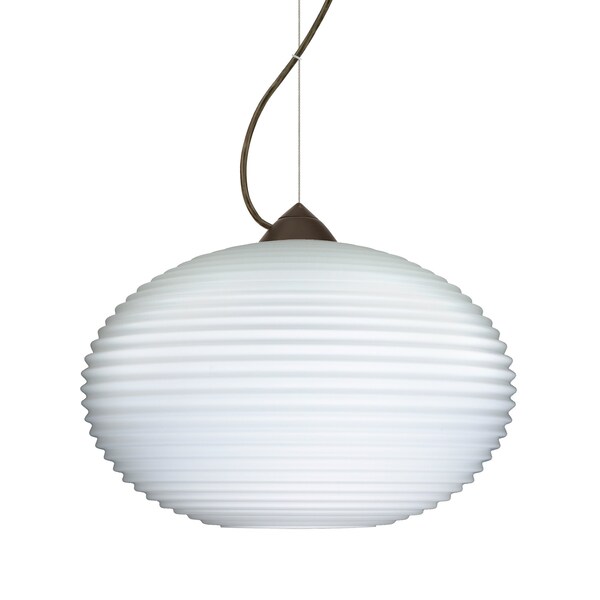 Besa Lighting Pape 10 Cord Pendant, Opal Ribbed, Bronze Finish, 1x100W Incandescent 1KX-491207-BR - main