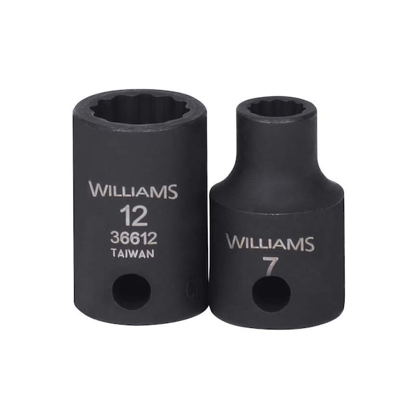 Williams 3/8" Drive Impact Socket Black Industrial, 3/8" D, 8mm 12Pt JHW36608 - main