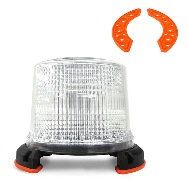 Helios Amber LED Beacon Warning Light with Permanent Base (Clear Lens) HE-XB-SPC-A - main