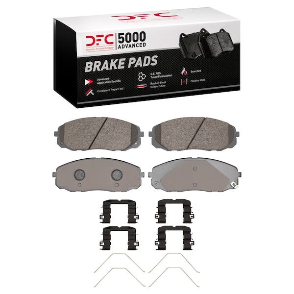 Dynamic Friction Co DFC 5000 Advanced Brake Pads - Ceramic and Hardware Kit 1551-2408-01 - main