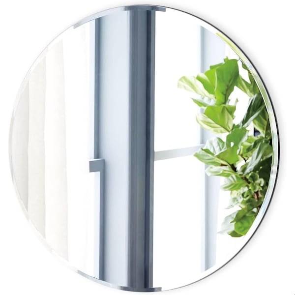 Fab Glass And Mirror Medium Round Beveled Glass Mirror (30in. H x 30in. W), Tempered, Wall Mirror, Safety Backing 799456351766 - main