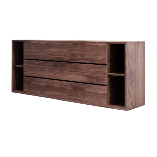 Homeroots 63" Walnut Solid Wood Six Drawer Double Dresser 473097 - main