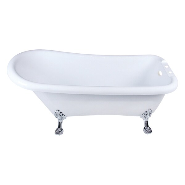 Kingston Brass 67-Inch Acrylic Classic Flat-Rim Single Slipper Clawfoot Tub, 7-Inch Faucet Drillings VT7DE672826WAC1 - main