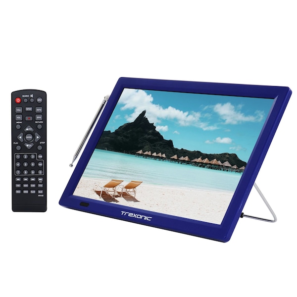 Trexonic Portable 14 Inch LED TV with HDMI, SD/MMC, USB, VGA, AV In/Out and Built-in Digital Tuner TRX-14D-BLUE - main