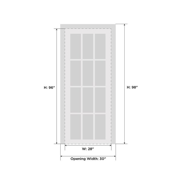 Sartodoors French Interior Door, 28" x 96", White QUADRO4055ID-WS-2896 - main