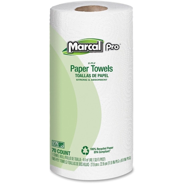 Soundview Paper Marcal, 100% Premium Recycled Towels, 2-Ply, 11 X 9, White, 30PK 630 - main
