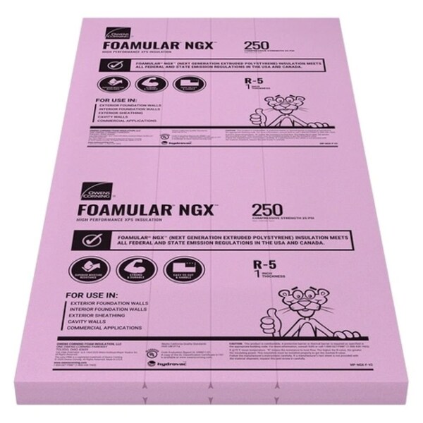 Owens Corning Rigid Board FOAMULAR F250, 1" x 4' x 8', 48PK IBF10250-SSE - main