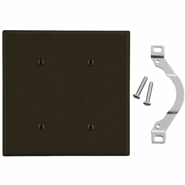 Hubbell Wiring Device-Kellems Wallplate, 2-Gang, 2 Strap Mount Blank, Brown P24 - main