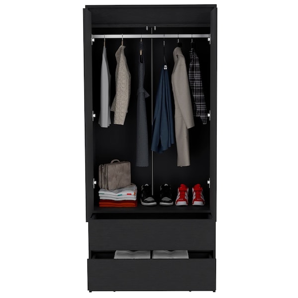 Homeroots 32" Black Two Drawer Combo Dresser 524958 - main