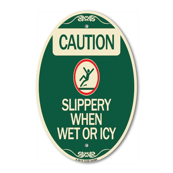 Signmission Caution - Slippery When Wet or Icy With Grap, 12 In X 18 In Architectural, Heavy Gauge Aluminum A-OV-G-1218-24285 - main