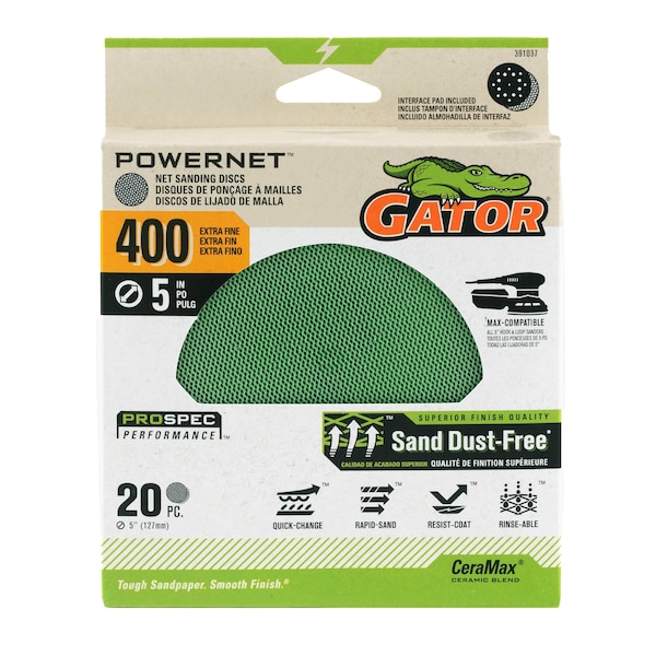 Gator Finishing 5-inch Net Sanding Discs, 400 Grit, 20PK 391037 - main