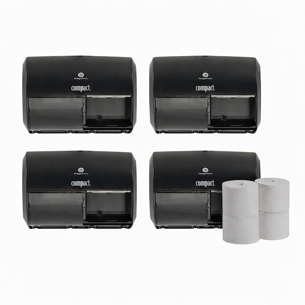 Georgia-Pacific Compact Toilet Paper Dispenser & Roll Bundle, 4 Dispensers + 1 Coreless Roll (36 Pack) 56784A, 19375 - main
